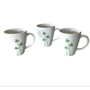 Marcus Notley Ireland 2007 Set 3 Porcelain Luck of the Irish Shamrock Mugs Cups
